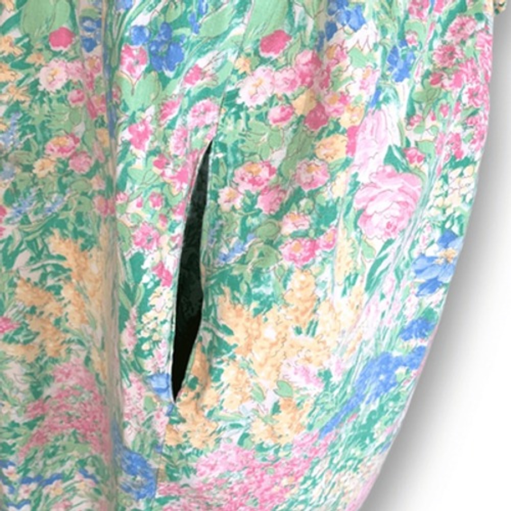 90s Vermont Country Store Pastel Floral Midi Dress Babydoll Waist Garden Party - Picture 8 of 12